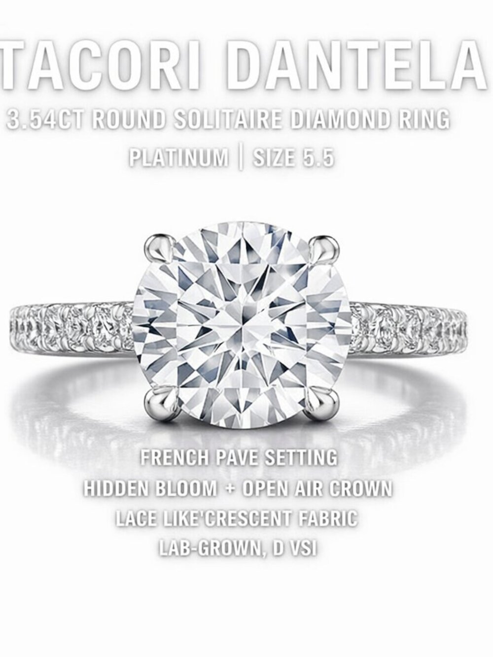 Tacori Dantela round solitaire diamond engagement ring size 5.5